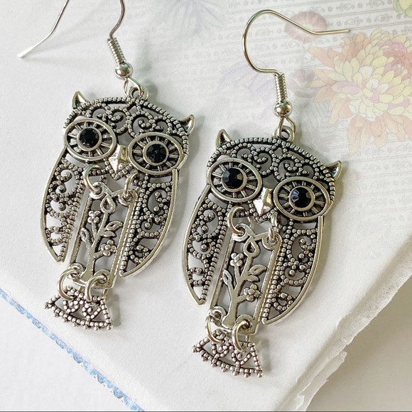 3/$15 Boho Vintage Owl Vibes Dangle Earrings - Picture 2 of 5